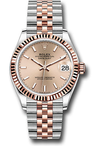 Rolex Steel and Everose Gold Datejust 31 Watch - Fluted